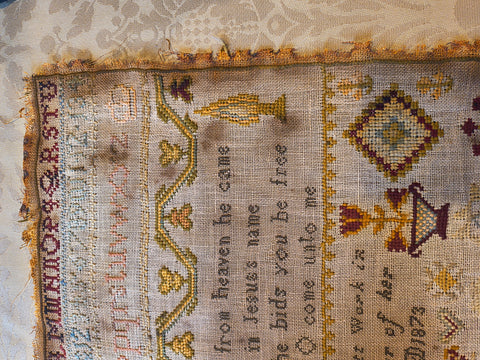 Early Sampler by Ann Watt aged 11 - 1873.