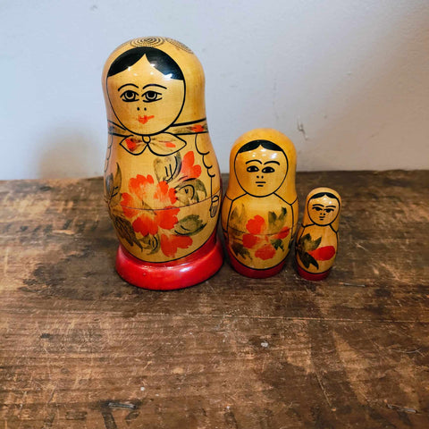 3 Vintage Russian Nesting Dolls