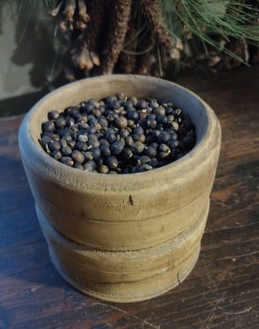 Vintage Wooden Bowl Filled With Jupiter Berries
