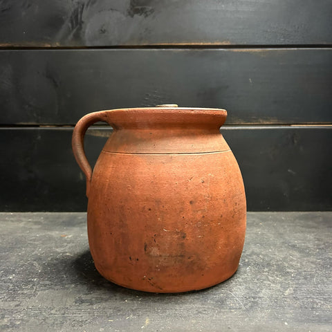 Antique 1800s Earthenware Clay Stoneware Measure Handled Bowl