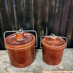 Vintage Brown Stoneware Canning Containers