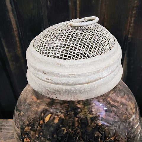 Vintage Apothecary Glass Jar With A Screen Dome Lid 3