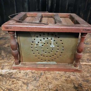 Antique Foot Warmer With Insert Tin & Wooden Frame