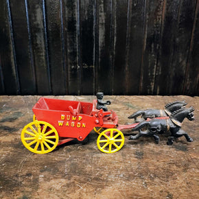 Antique American Cast Iron Dump Wagon Toy