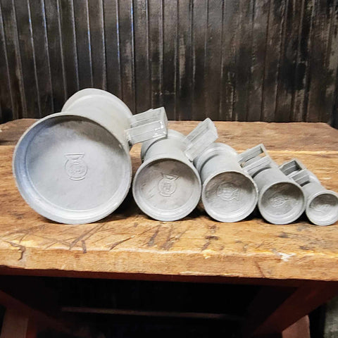 Antique 5 Piece Pewter Measuring Cups