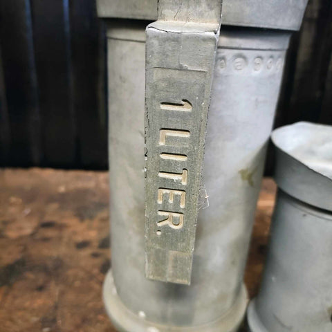 Antique 5 Piece Pewter Measuring Cups