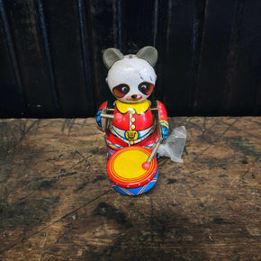 Vintage 1950s Clockwork Panda Drummer Wind-Up