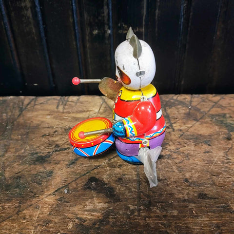 Vintage 1950s Clockwork Panda Drummer Wind-Up