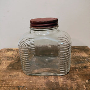 Vintage Ribbed Glass Canister