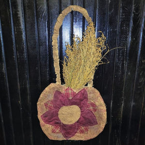 Primitive Handmade (Not By Me) Flower Bag Made To Hang On The Wall