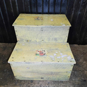 Early 20th Cent Painted Wooden Step Stool w/ Decals