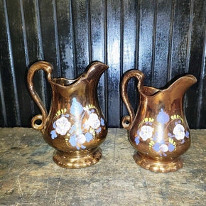 Large Antique Victorian Copper Luster Pitcher Circa 1840 Lusterware