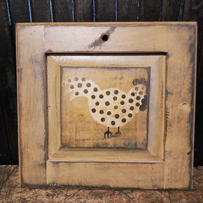 Primitive Wall Hanging Of A Polka Dot Chicken