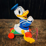 Vintage Fisher Price Donald Duck Push Toy 1950