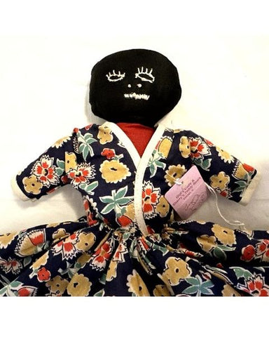 Antique 12" Topsy Turvy Flip Doll Vintage Black / White With Floral Pattern