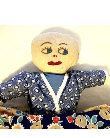 Antique 12" Topsy Turvy Flip Doll Vintage Black / White With Floral Pattern