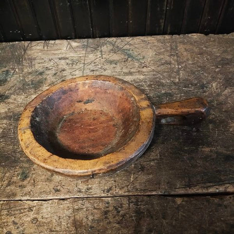 Antique Hand Carved Bowl With Handle