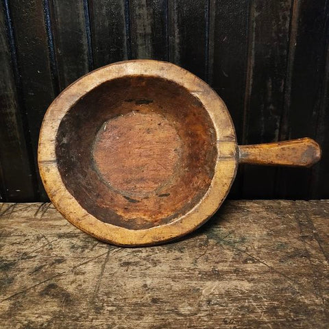 Antique Hand Carved Bowl With Handle