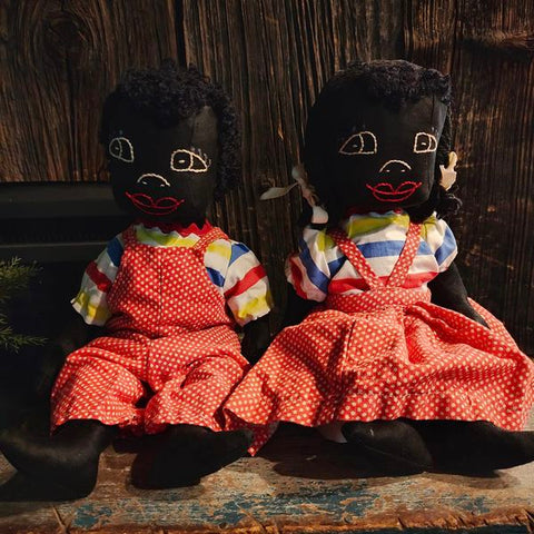 Vintage Handmade African American Folk Art Cloth Rag Dolls