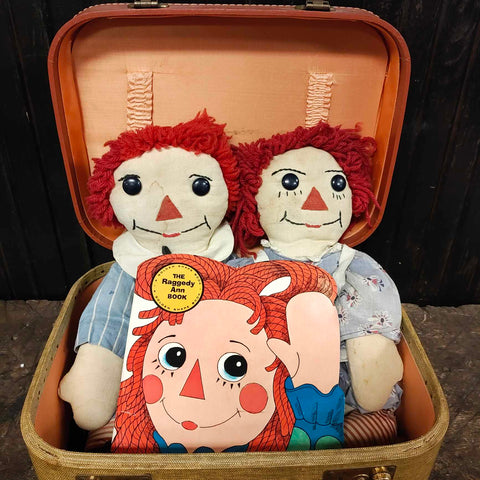 Vintage Raggedy Ann & Raggedy Andy Stuffed Plush Dolls