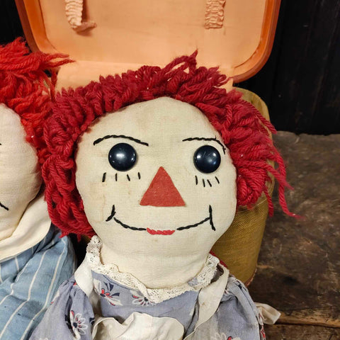 Vintage Raggedy Ann & Raggedy Andy Stuffed Plush Dolls