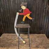 Vintage  Balancing Pendulum, Man With Pipa & Saw