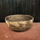 Antique Primitive Out Round Wooden Bowl