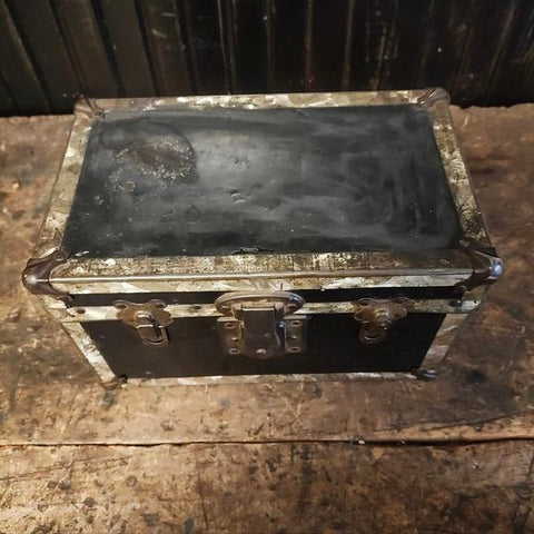 Antique metal doll trunk