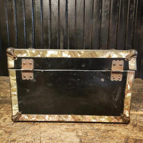 Antique metal doll trunk