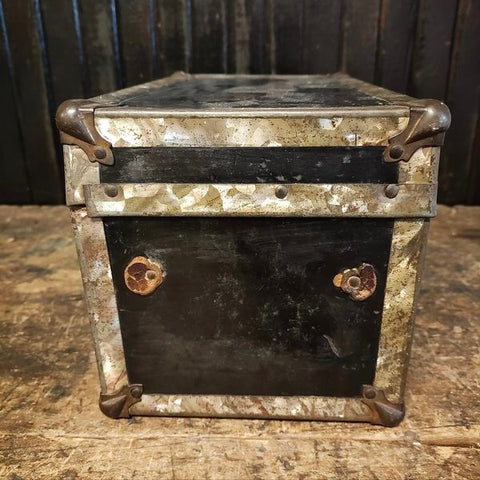 Antique metal doll trunk