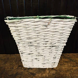 Vintage Painted Green Wire Basket. The inside is white.