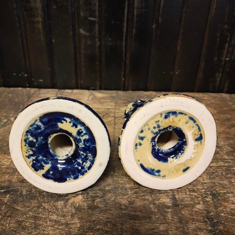 Bennington Pottery stoneware blue and white spackle