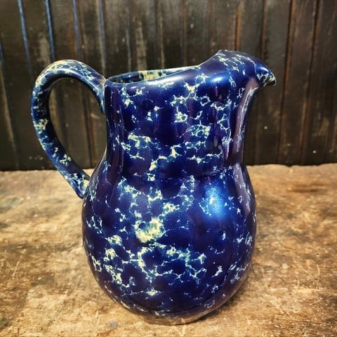 Blue and White Spatter Water Pitcher,
