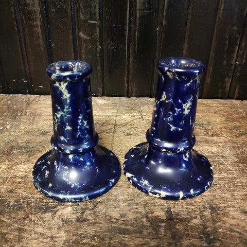 Bennington Pottery stoneware blue and white spackle