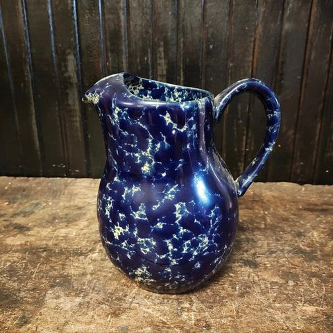 Blue and White Spatter Water Pitcher,