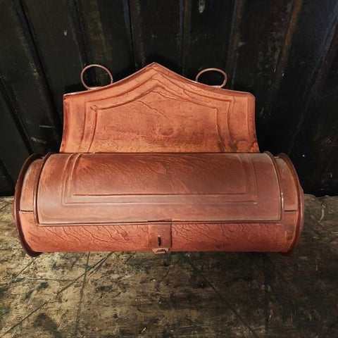 Vintage Rustic Red tin candle box.