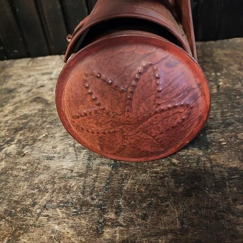 Vintage Rustic Red tin candle box.