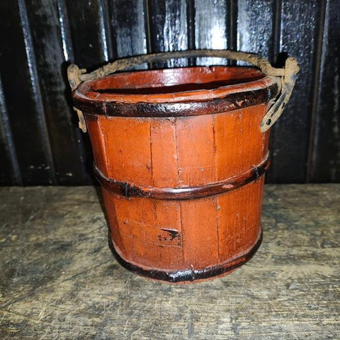 Antique, Primitive Asian Rice Buckets with iron handle