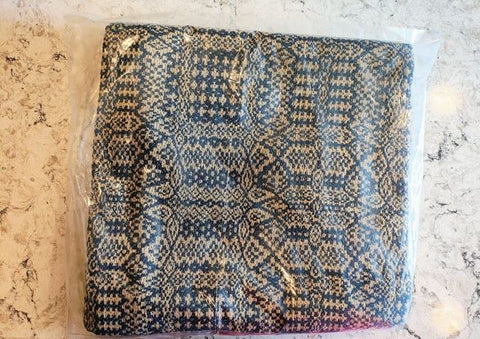 52in x 52in Navy Blue/Tan Throw Blanket