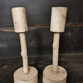 Antique Handmade Wooden Candle Holders