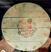 Antique Large Hand-Painted Cheese Box, Old Stenciled Paint
