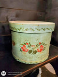 Antique Large Hand-Painted Cheese Box, Old Stenciled Paint