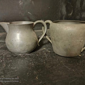 Pewter Creamer & Sugar Dish