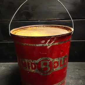 Red Metal Pail Middle B Boston Mass
