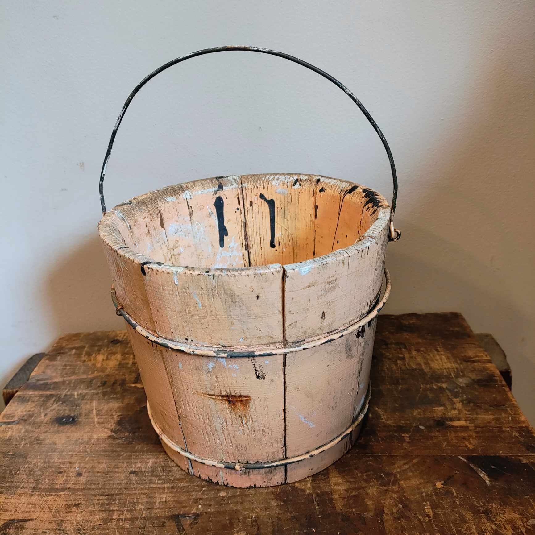 Antique Bail Bucket With Original Paint - Karnik's Antiques & Primitives