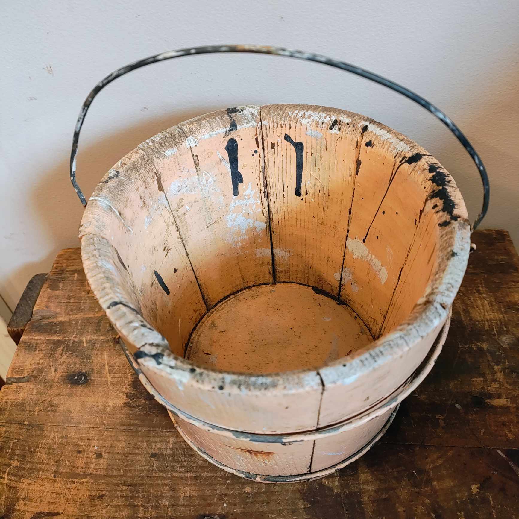 Antique Bail Bucket With Original Paint - Karnik's Antiques & Primitives