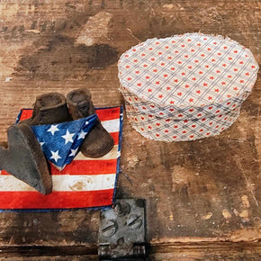 Handmade Primitive Oval Box With Primitive Cloth On It
