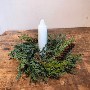 Prickly Pine Candle Ring Wreath With Pinecones