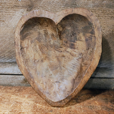 Primitive Wooden Heart Bowl