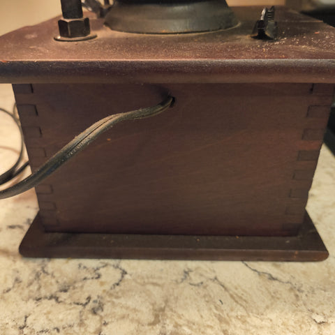 Vintage Wooden Coffee Grinder Lamp